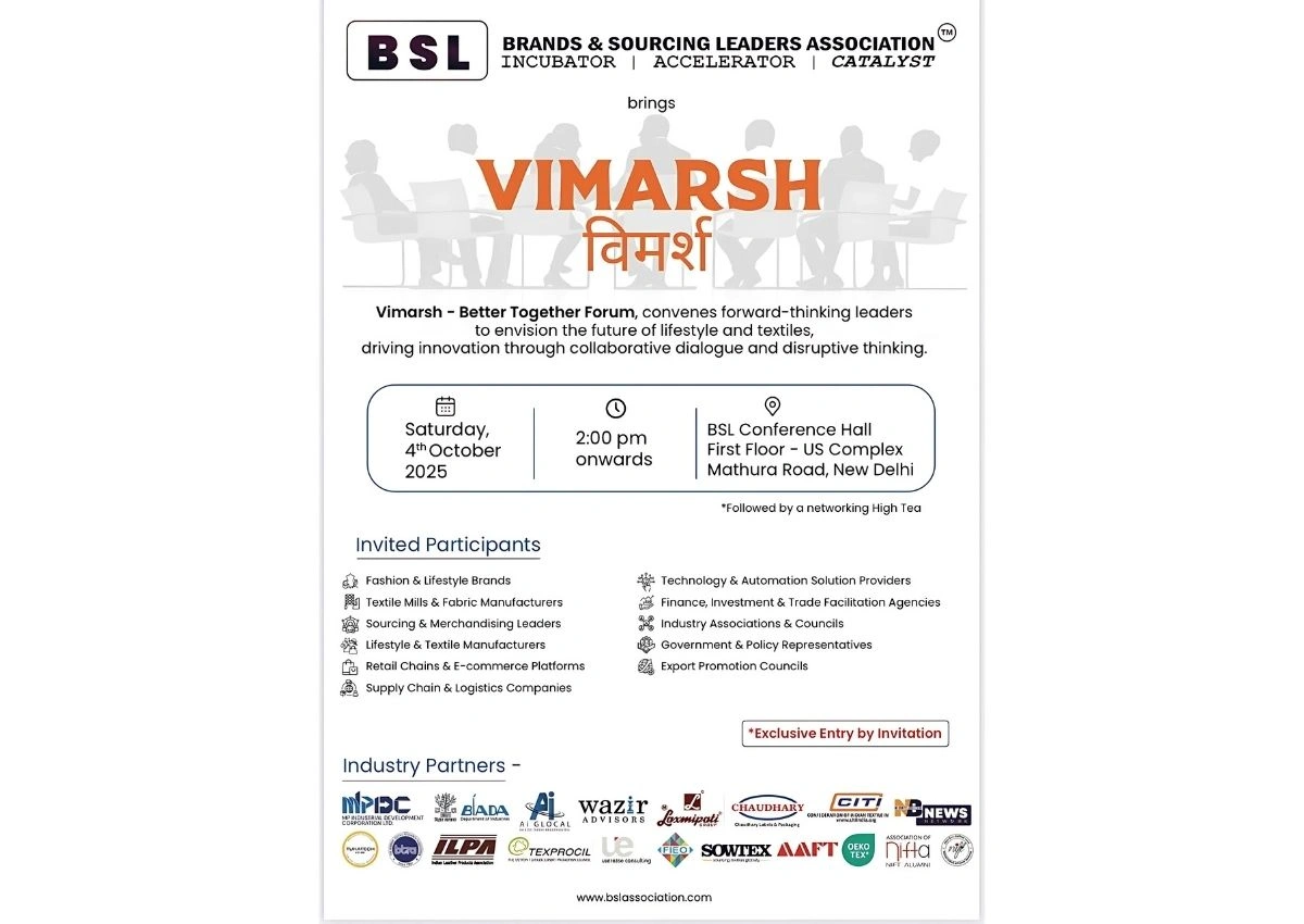 Industry Leaders to Converge at VIMARSH Forum 2025: Major Textile Summit Set to Address Future Challenges